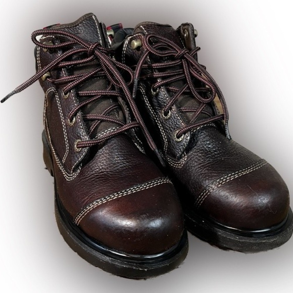 Schmidt Women’s Leather lace up steel toe safety boots size 6M
